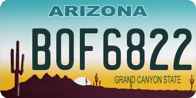 AZ license plate BOF6822