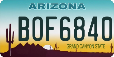 AZ license plate BOF6840