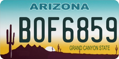 AZ license plate BOF6859