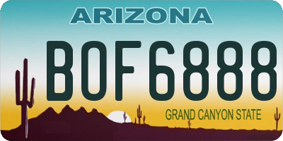 AZ license plate BOF6888