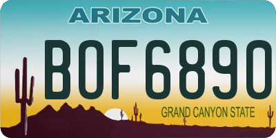 AZ license plate BOF6890