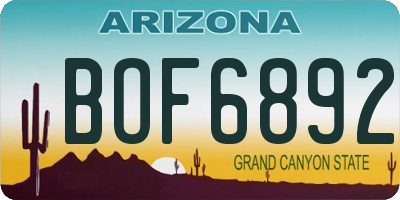 AZ license plate BOF6892