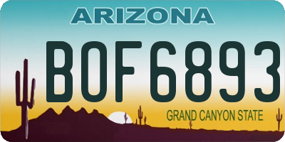 AZ license plate BOF6893