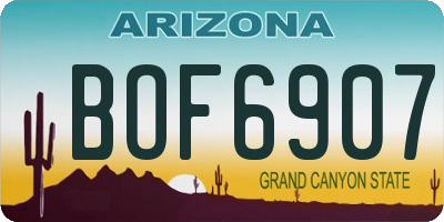 AZ license plate BOF6907
