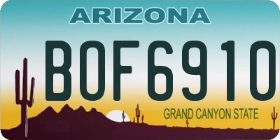 AZ license plate BOF6910