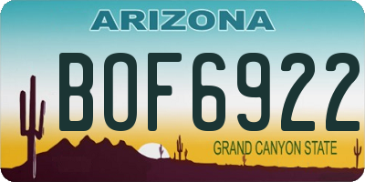 AZ license plate BOF6922