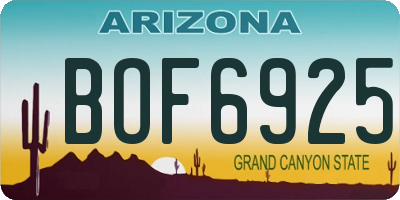 AZ license plate BOF6925