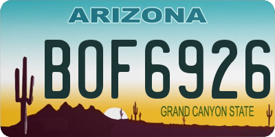 AZ license plate BOF6926