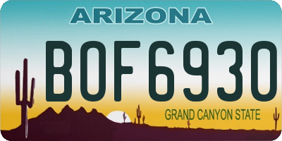 AZ license plate BOF6930