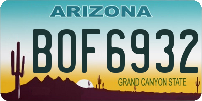 AZ license plate BOF6932
