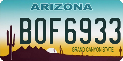 AZ license plate BOF6933