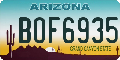 AZ license plate BOF6935