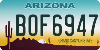 AZ license plate BOF6947