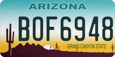 AZ license plate BOF6948