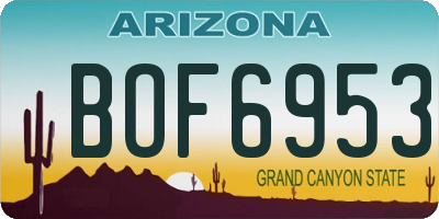 AZ license plate BOF6953