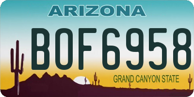 AZ license plate BOF6958