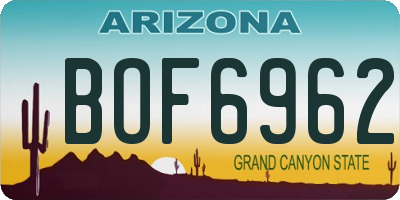 AZ license plate BOF6962