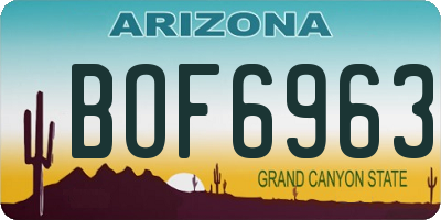 AZ license plate BOF6963