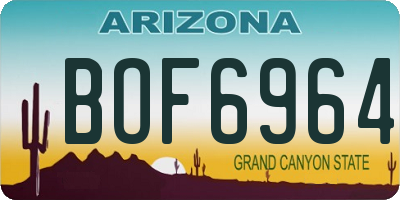 AZ license plate BOF6964