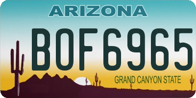 AZ license plate BOF6965