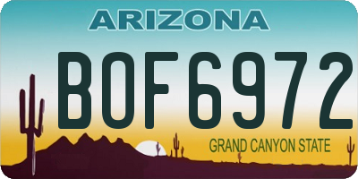 AZ license plate BOF6972