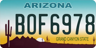 AZ license plate BOF6978