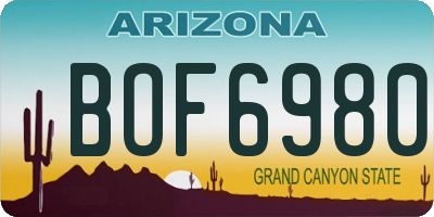 AZ license plate BOF6980