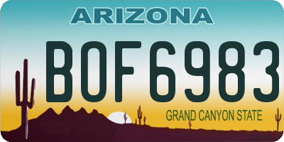 AZ license plate BOF6983