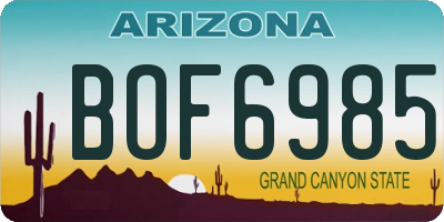 AZ license plate BOF6985