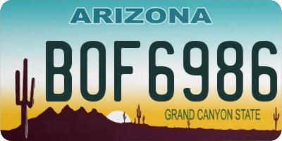 AZ license plate BOF6986