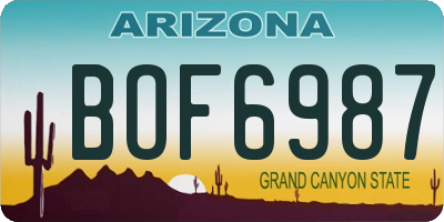 AZ license plate BOF6987
