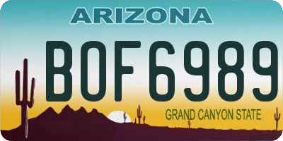 AZ license plate BOF6989