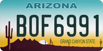 AZ license plate BOF6991