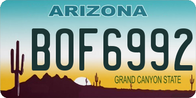 AZ license plate BOF6992