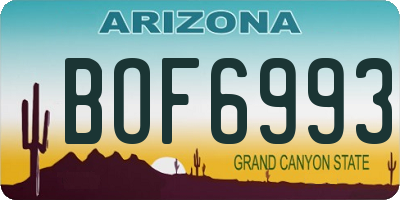 AZ license plate BOF6993