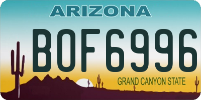 AZ license plate BOF6996