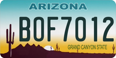 AZ license plate BOF7012
