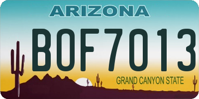 AZ license plate BOF7013