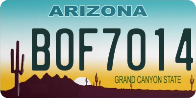 AZ license plate BOF7014