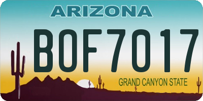 AZ license plate BOF7017