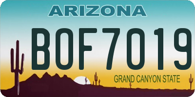 AZ license plate BOF7019