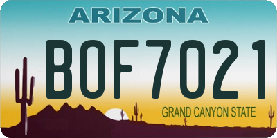 AZ license plate BOF7021