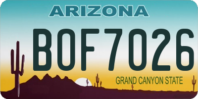AZ license plate BOF7026