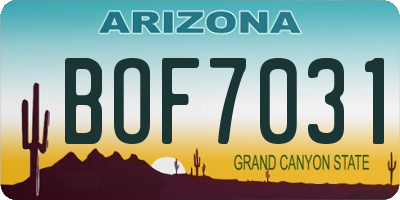 AZ license plate BOF7031