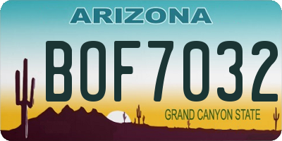 AZ license plate BOF7032