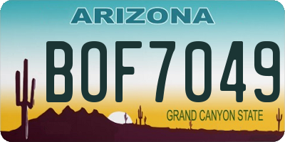 AZ license plate BOF7049