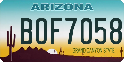 AZ license plate BOF7058
