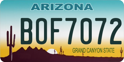 AZ license plate BOF7072