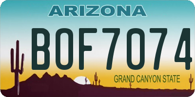 AZ license plate BOF7074