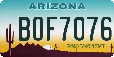 AZ license plate BOF7076